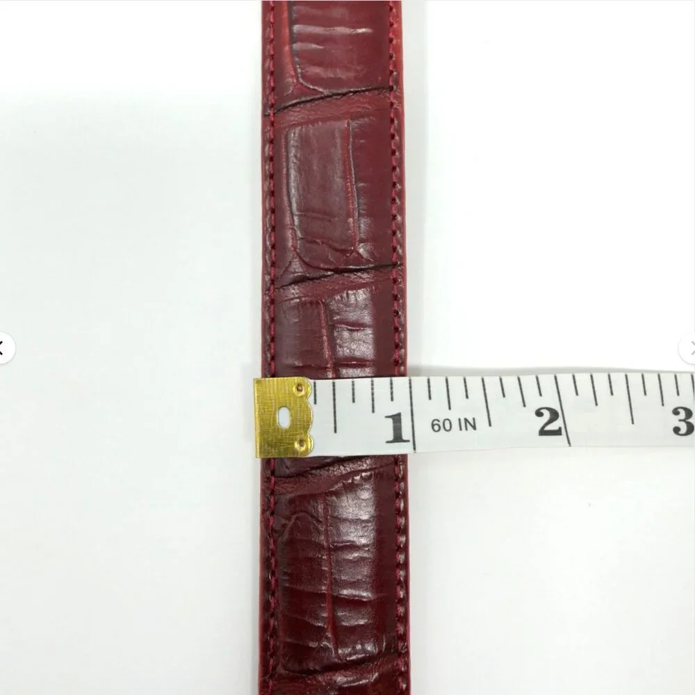 Coldwater Creek Leather Belt Croc Embossed Red Western Buckle‎ L - Picture 8 of 8